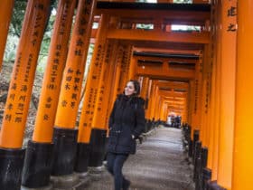 person walking in Japan Kyoto Fushimi Inari-Taisha 1000 Torii Gates