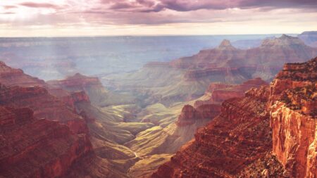 Grand Canyon, Arizona, with beautiful purple clouds