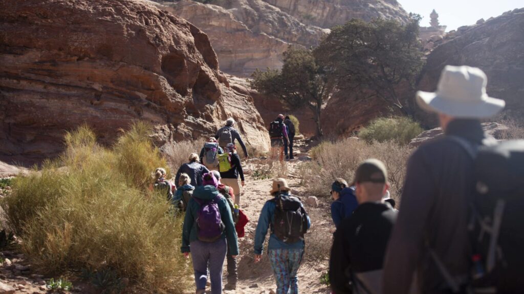 Explore Worldwide tour group on a walking and hiking tour in Jordan