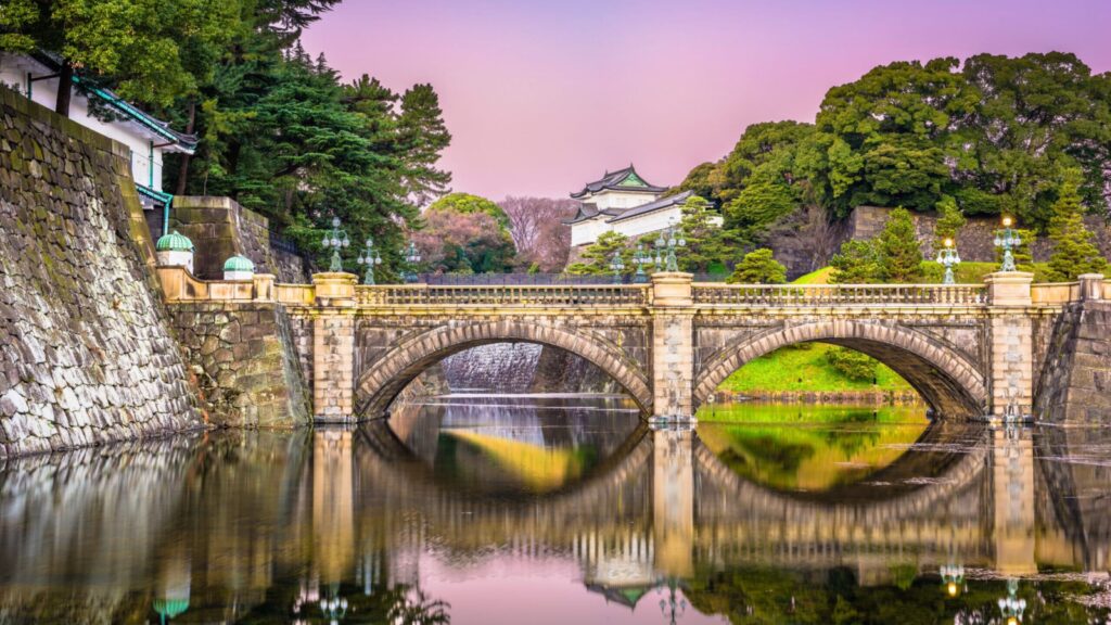 Dawn at the moat of Tokyo's Imperial Palace, a popular Japan tour stop
