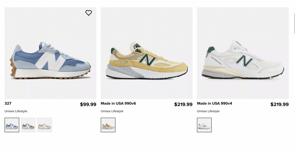 Screen shot of New Balance walking shoes for travel