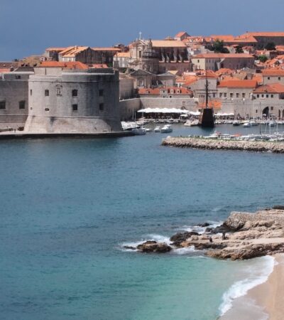 View of water and city in Dubrovnik, Croatia
