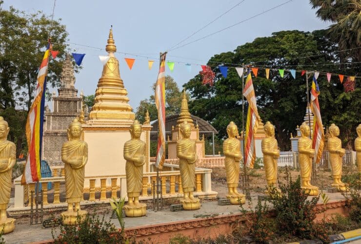 Cambodia's New Temple golden Buddha's on CroisiEurope's Mekong River cruise