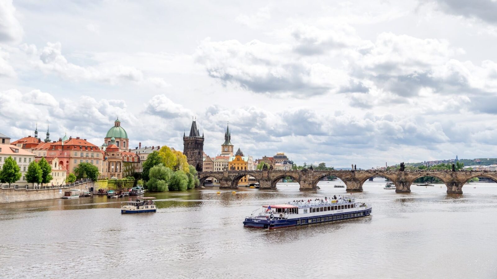 River cruise with Prague in background