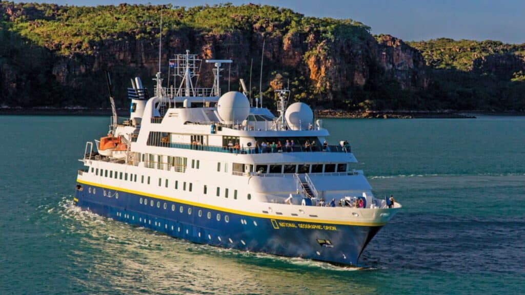 Ship National Geographic Orion on the Hunter River, Kimberley Region, Northwest Australia