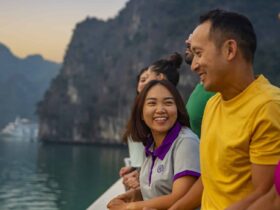 G Adventures tour particpants onboard a Vietnam Ha Long Bay Boat Cruise