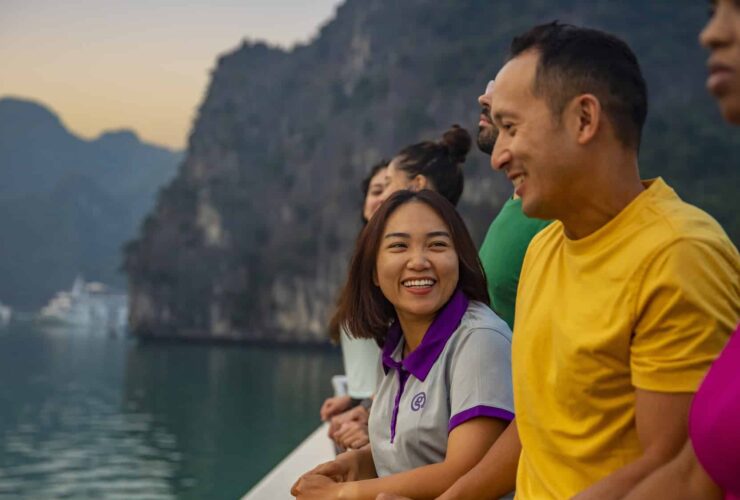 G Adventures tour particpants onboard a Vietnam Ha Long Bay Boat Cruise