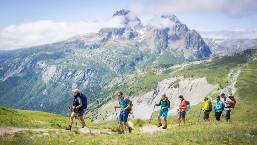 An Exodus Adventure Travels tour group trekking near Mont Blanc