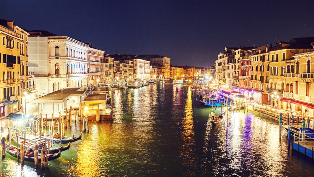 Venice's Grand Canal at night