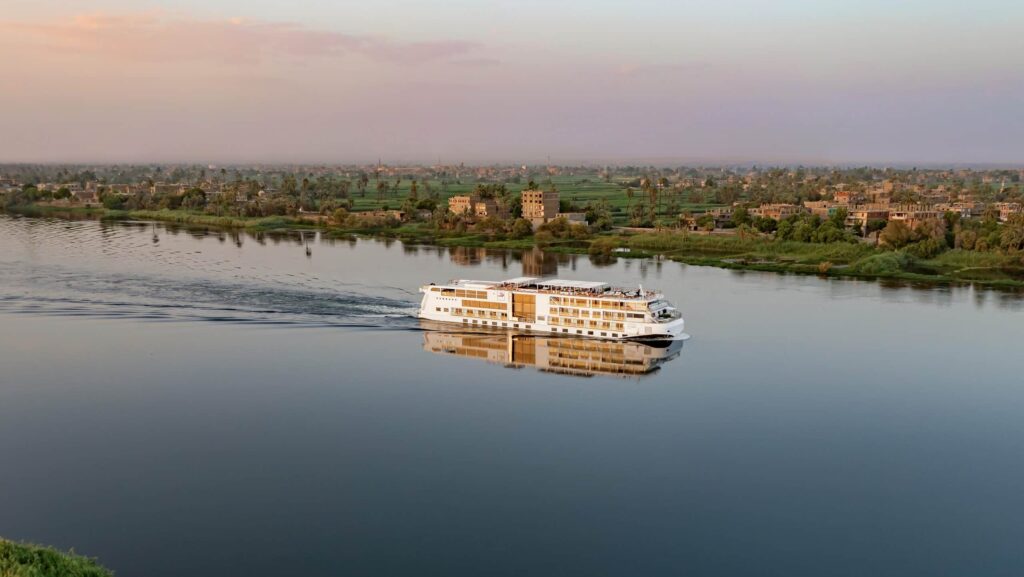 Viking River Cruise ship Osiris sailing along the Nile River