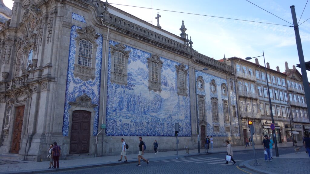 Old town Porto building lined in traditional tiles, seen on the Intrepid Tour of the Portuguese Camino
