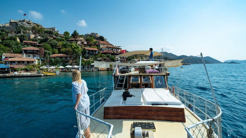 Person on a Turkish gulet boat on an Intrepid Travel tour