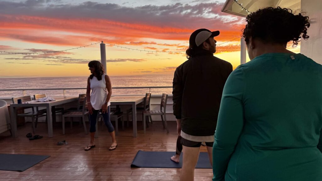 sunrise stretch class on Lindblad's Baja California: Among the Great Whales expedition cruise