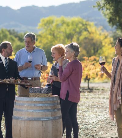 People on an Insight Vacations tour of a winery in Sonoma, California