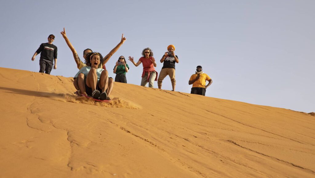 Morocco Merzouga Desert Sand Boarding on a G Adventures tour