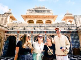 Friends in India on a group tour