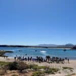 Adventure travel tour group on an uninhabited island in Baja California Sur