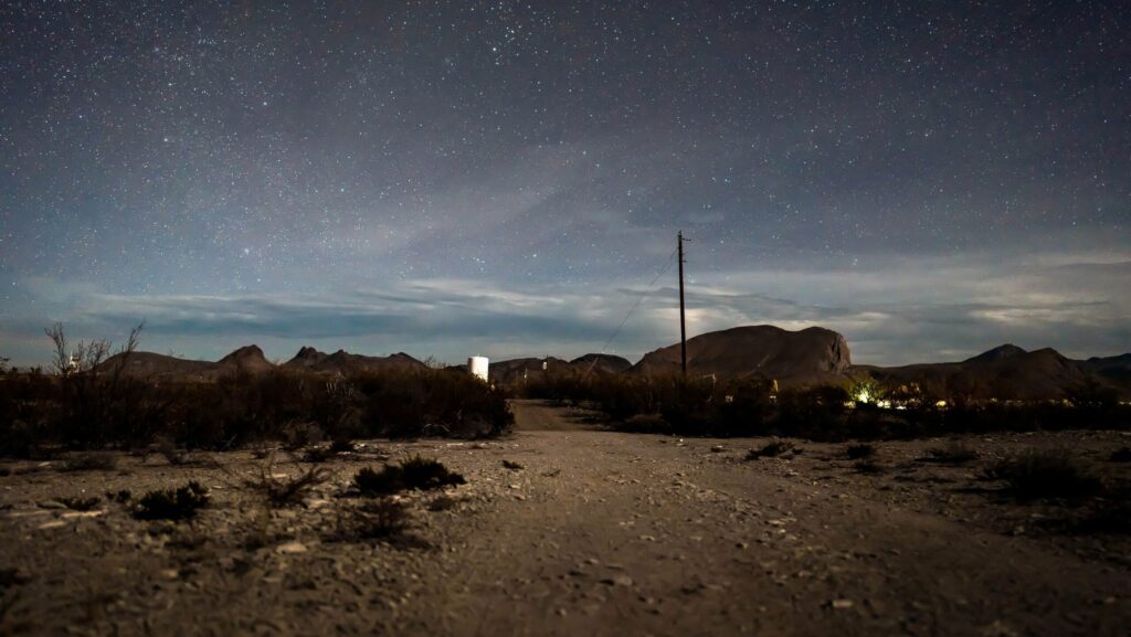 A starry night sky in Texas's Big Bend region