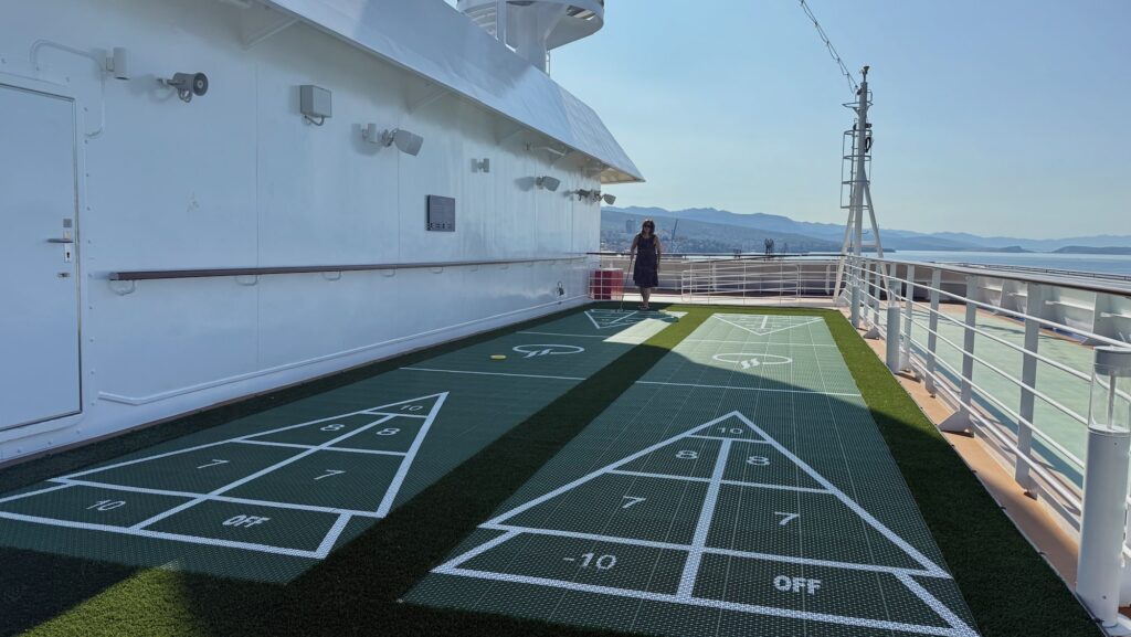 Shuffleboard court on the Oceania Allura