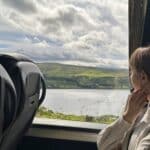 Looking out the window at the Isle of Skye in Scotland on a Rabbie's Tour