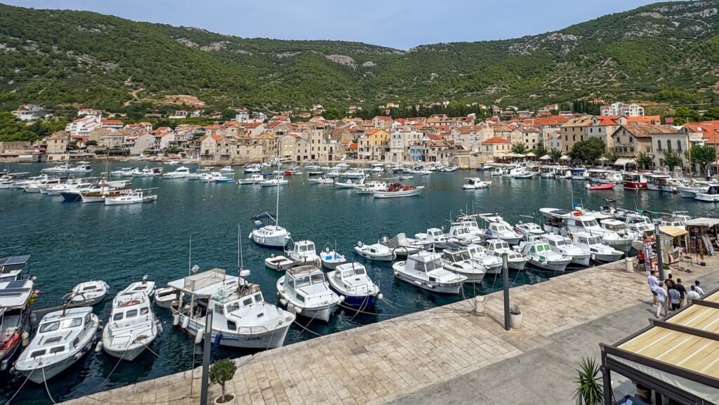 View of the port at Komiza