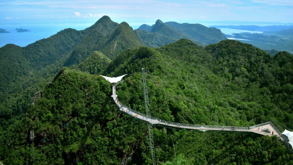 An aerial view of the Langkawi SkyBridge, Langkawi, Kedah, Malaysia