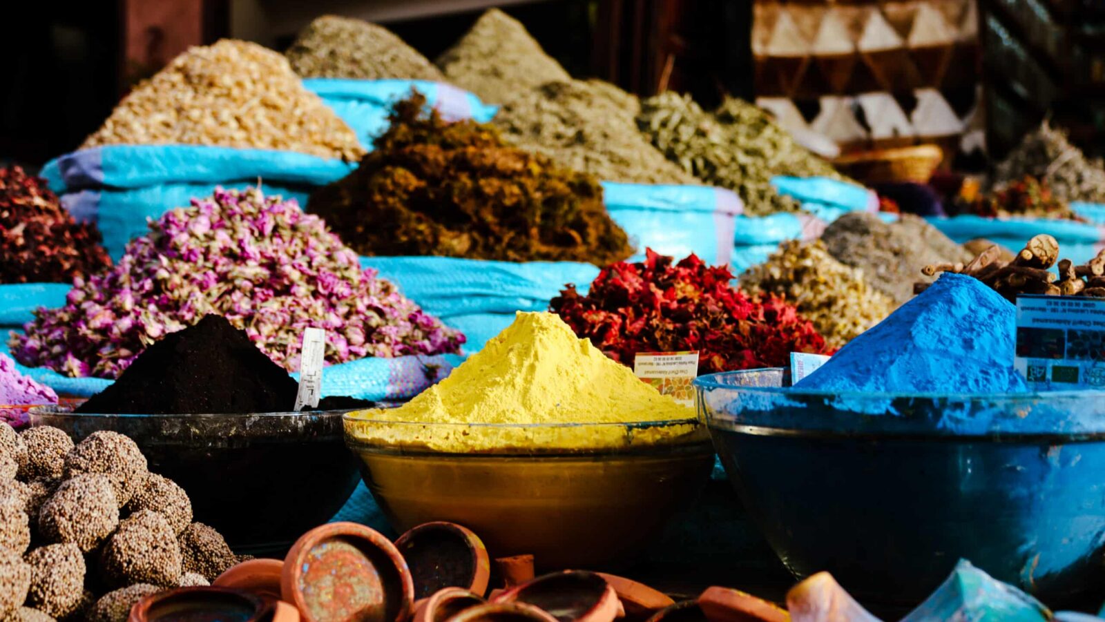 Spices in a market in Morocco